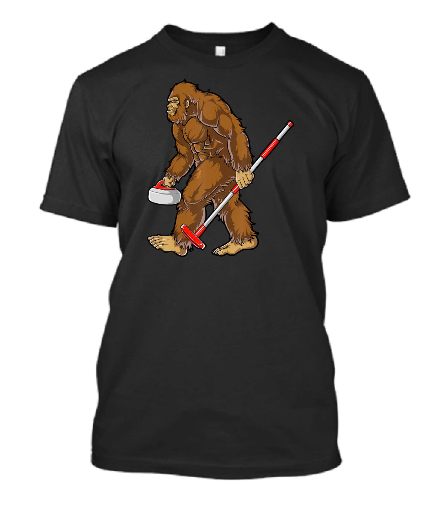 Bigfoot Curling Funny Winter Sport Sasquatch T-Shirt