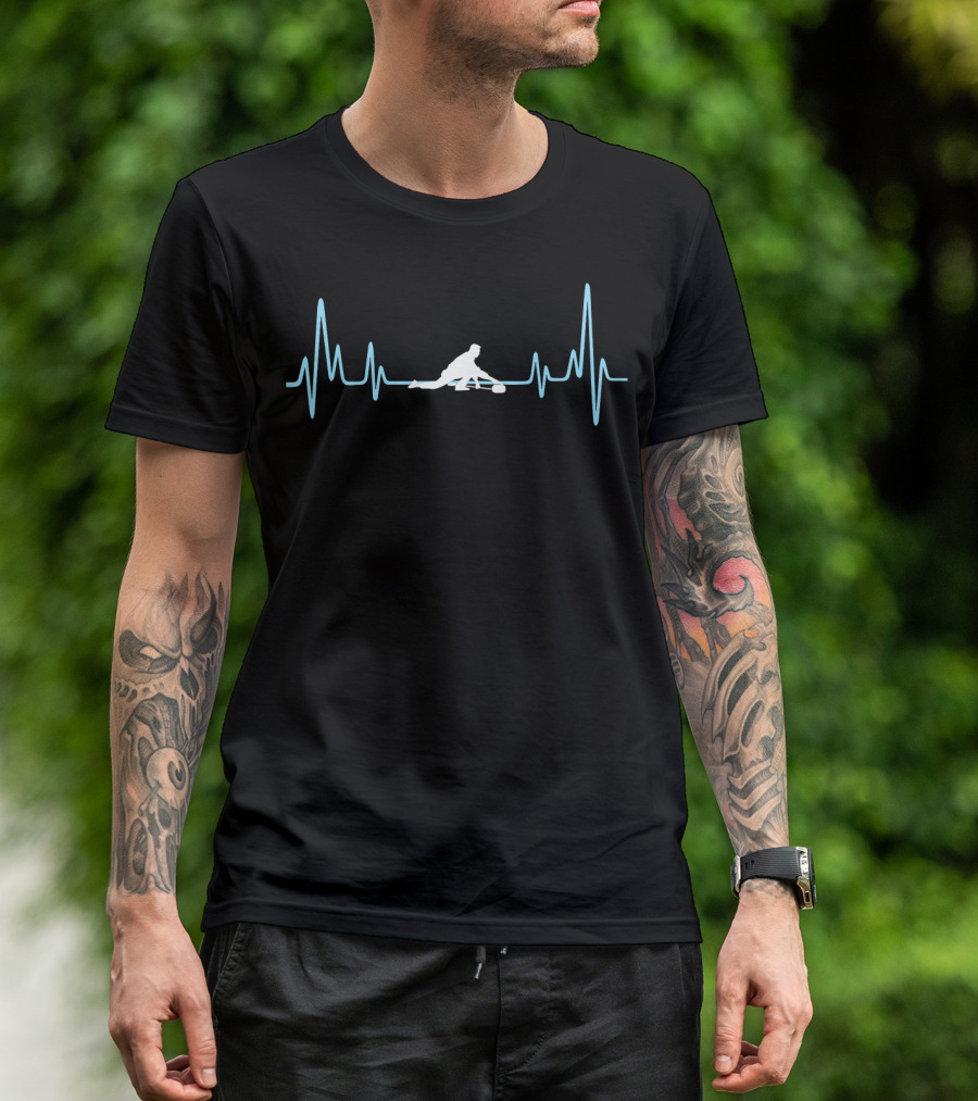 Curling Heartbeat Father T-Shirt