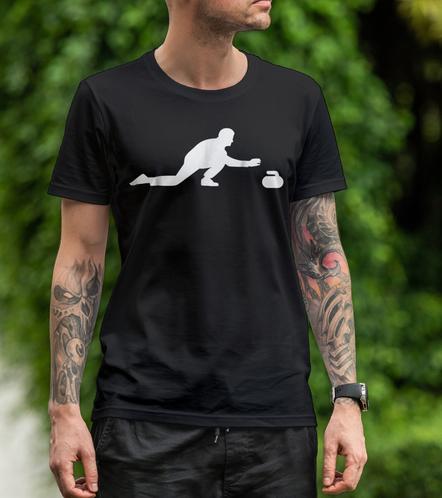 Curling Player Silhouette With Stone T-Shirt