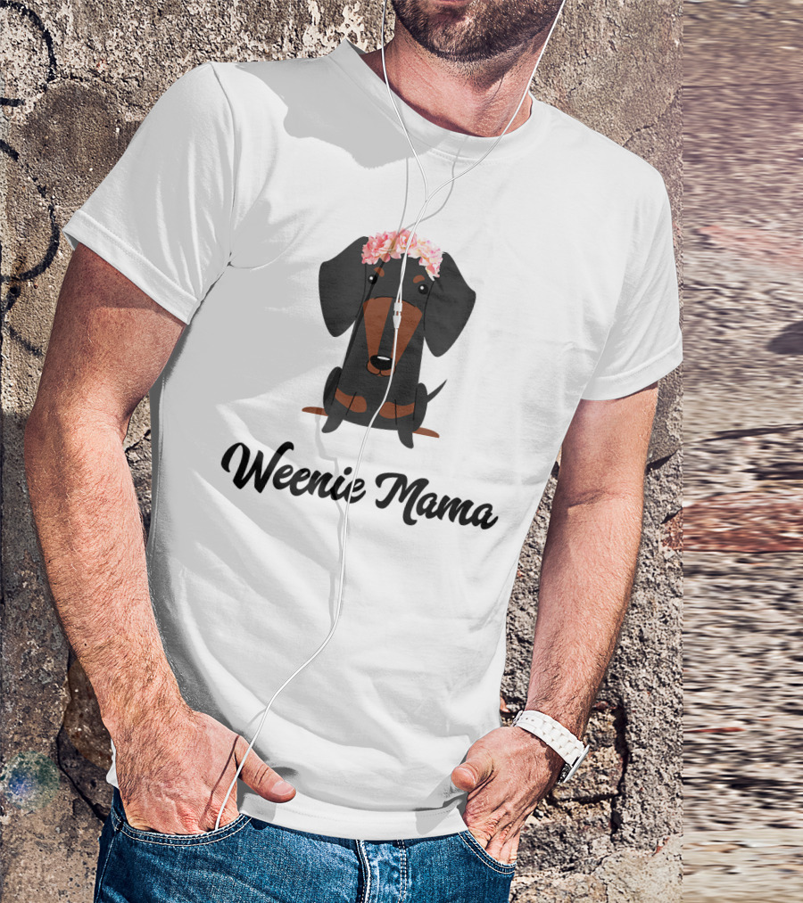 Weenie Mama Cute Dachshund With Flower Crown T-Shirt