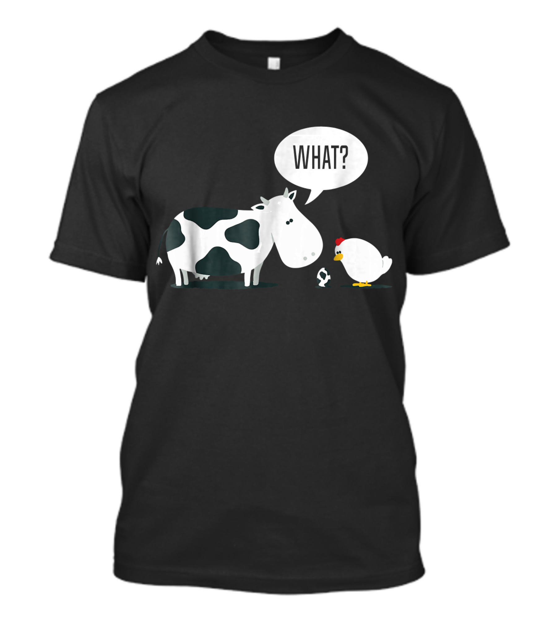 Funny Cute Farm Animal Cow What Chicken Emoji Chic T-Shirt