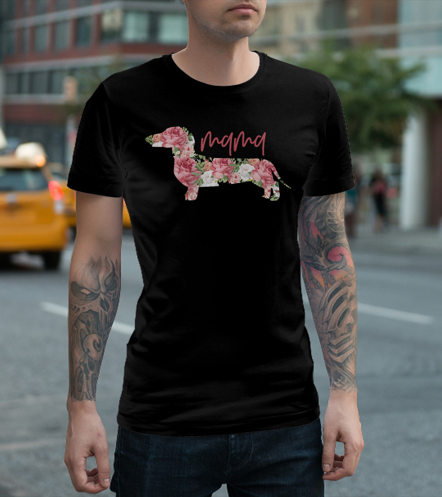 Mama Cute Floral Dachshund Dog Best T-Shirt