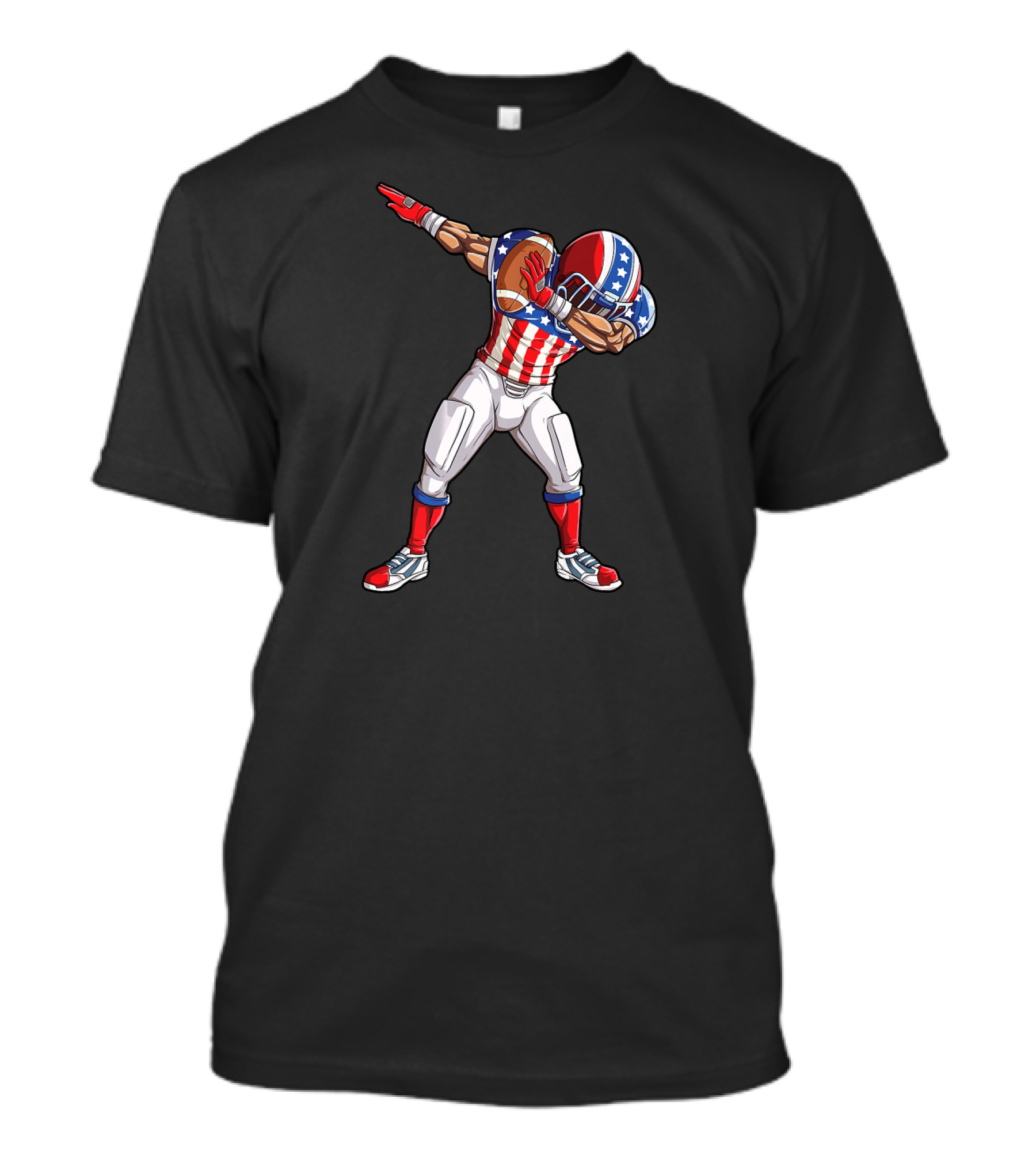 Dabbing American Football Player 4th Of July USA Flag T-Shirt