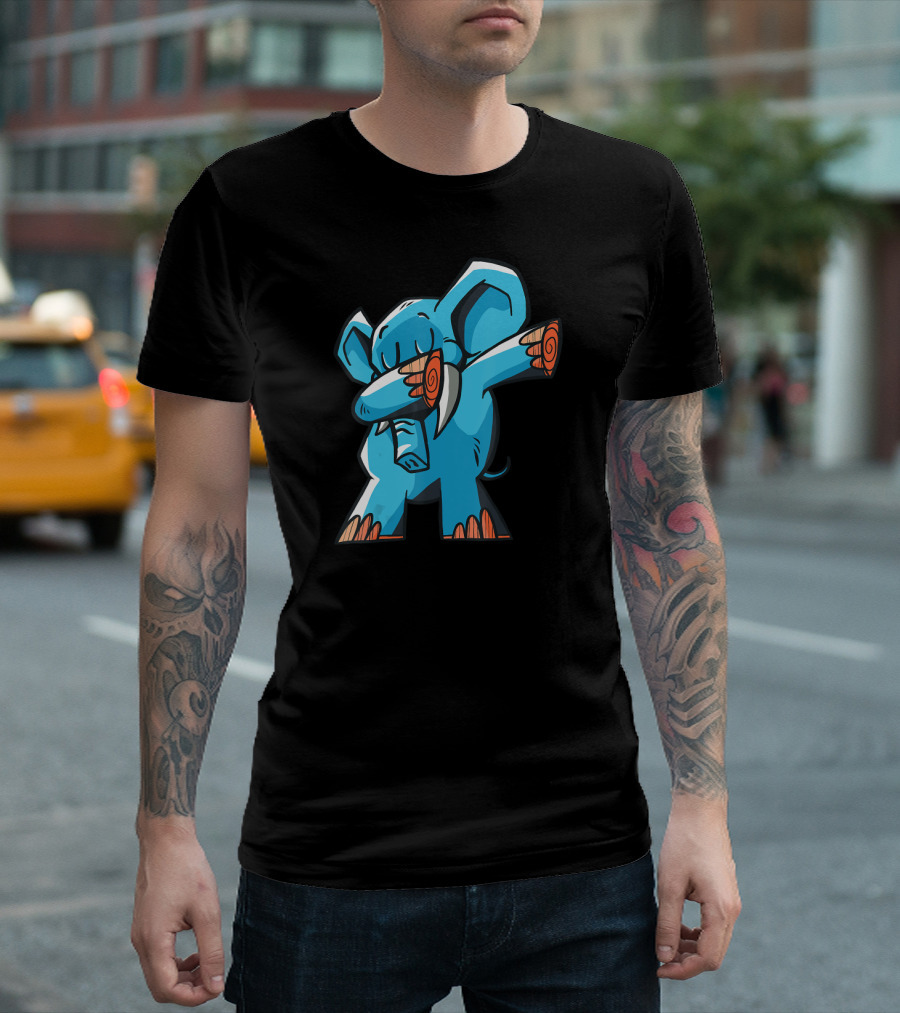 Dabbing Elephant Dab Blue Cartoon T-Shirt