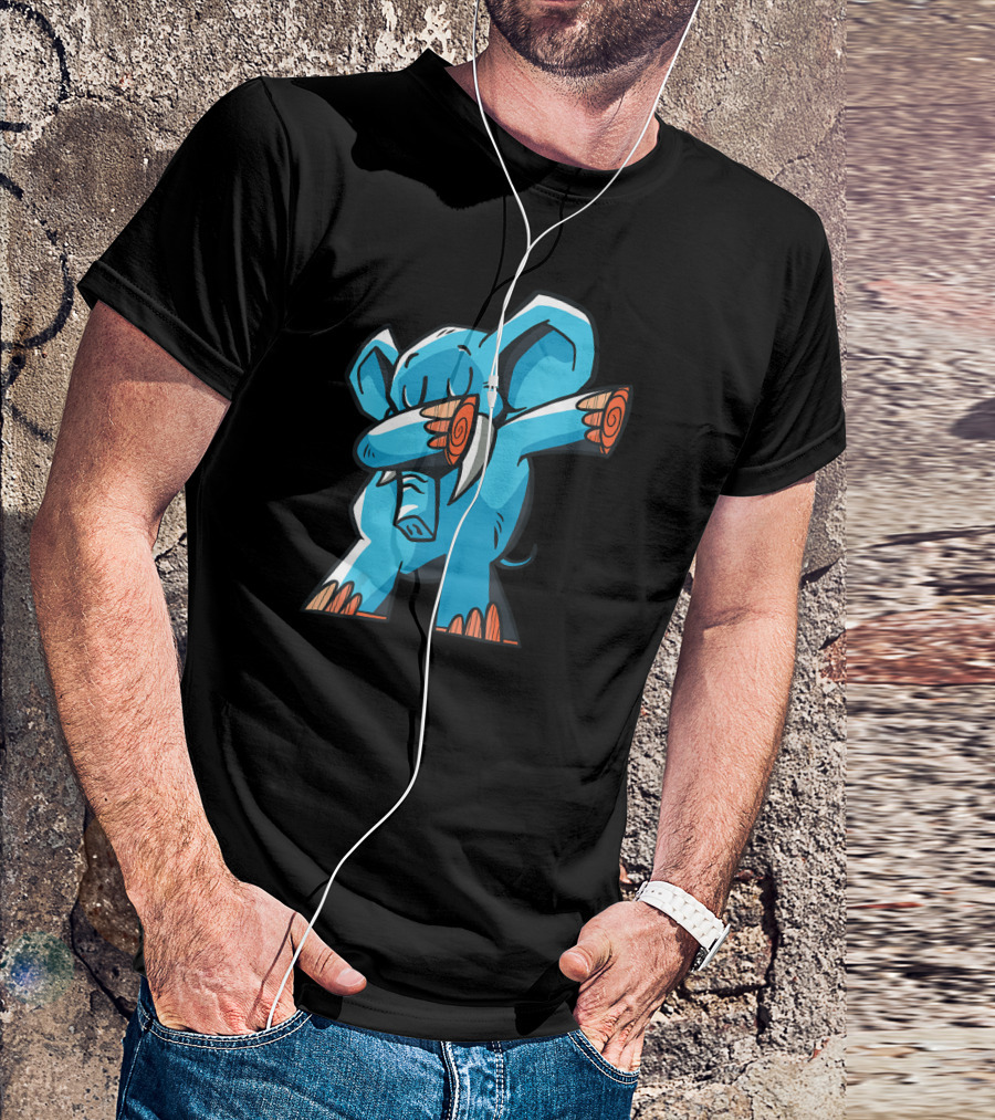 Dabbing Elephant Dab Blue Cartoon T-Shirt
