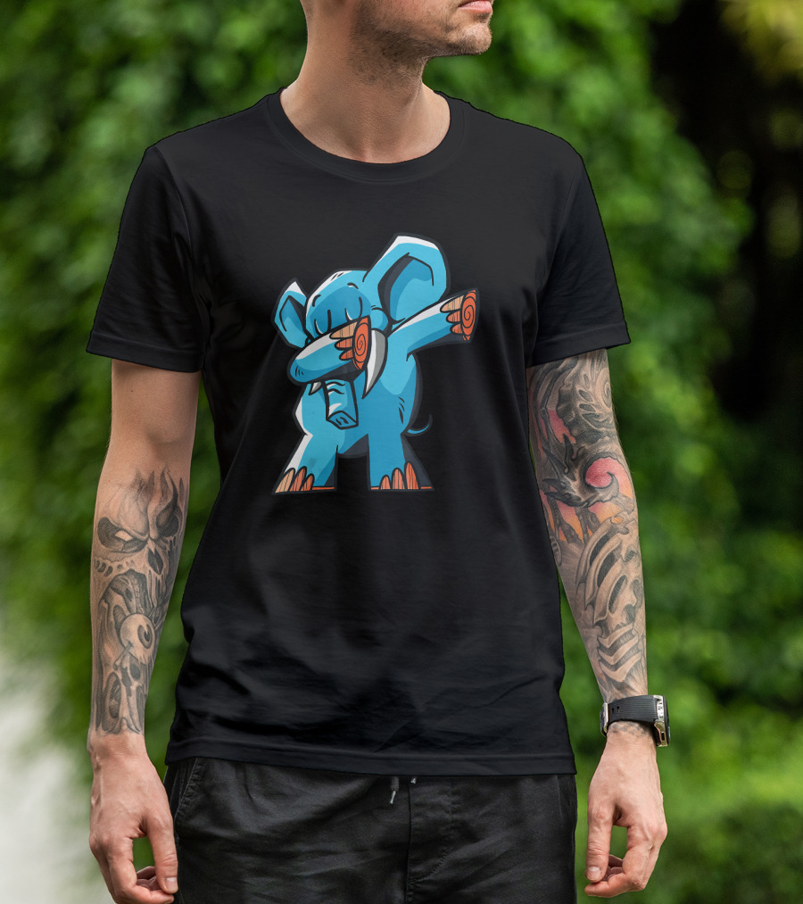 Dabbing Elephant Dab Blue Cartoon T-Shirt