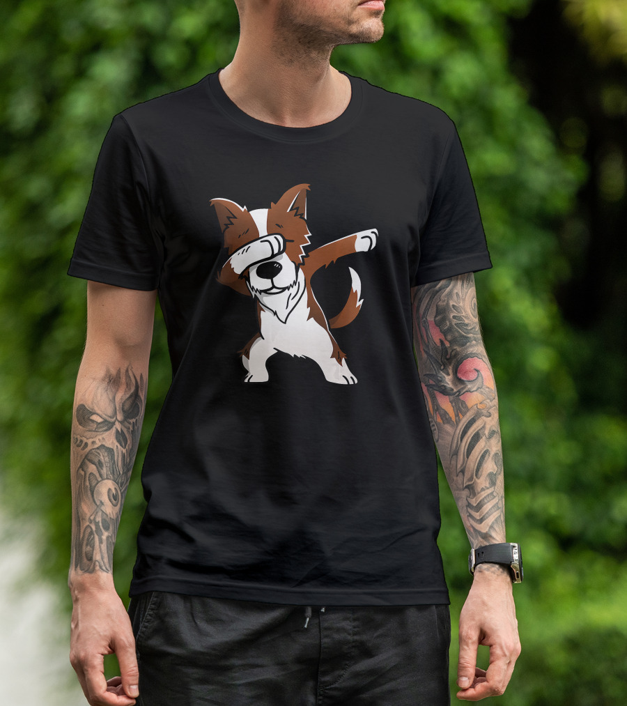 Dabbing Red Border Collie Dab Dance Canine Move T-Shirt