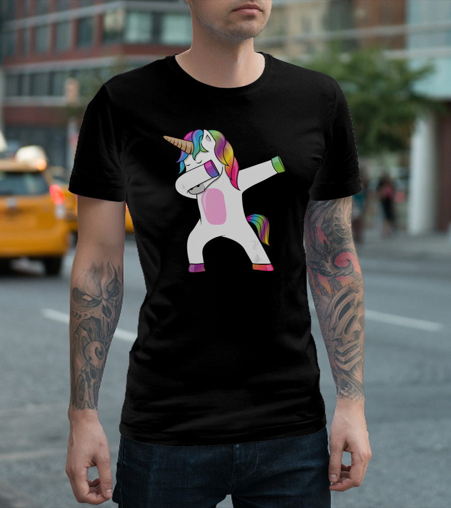 Rainbow Dabbing Unicorn Dab Dance T-Shirt