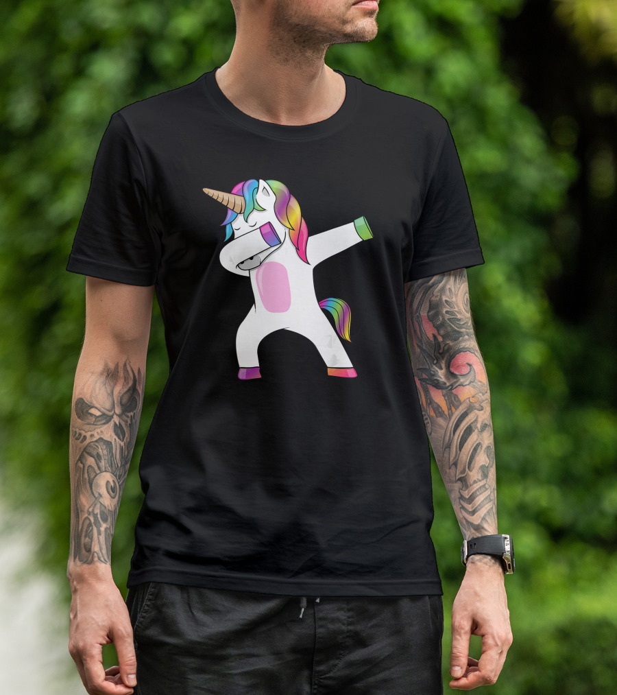 Rainbow Dabbing Unicorn Dab Dance T-Shirt