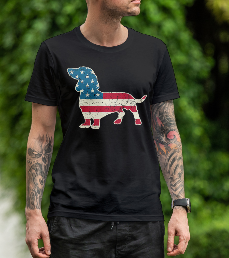 Dachshund 4th Of July American Flag T-Shirt