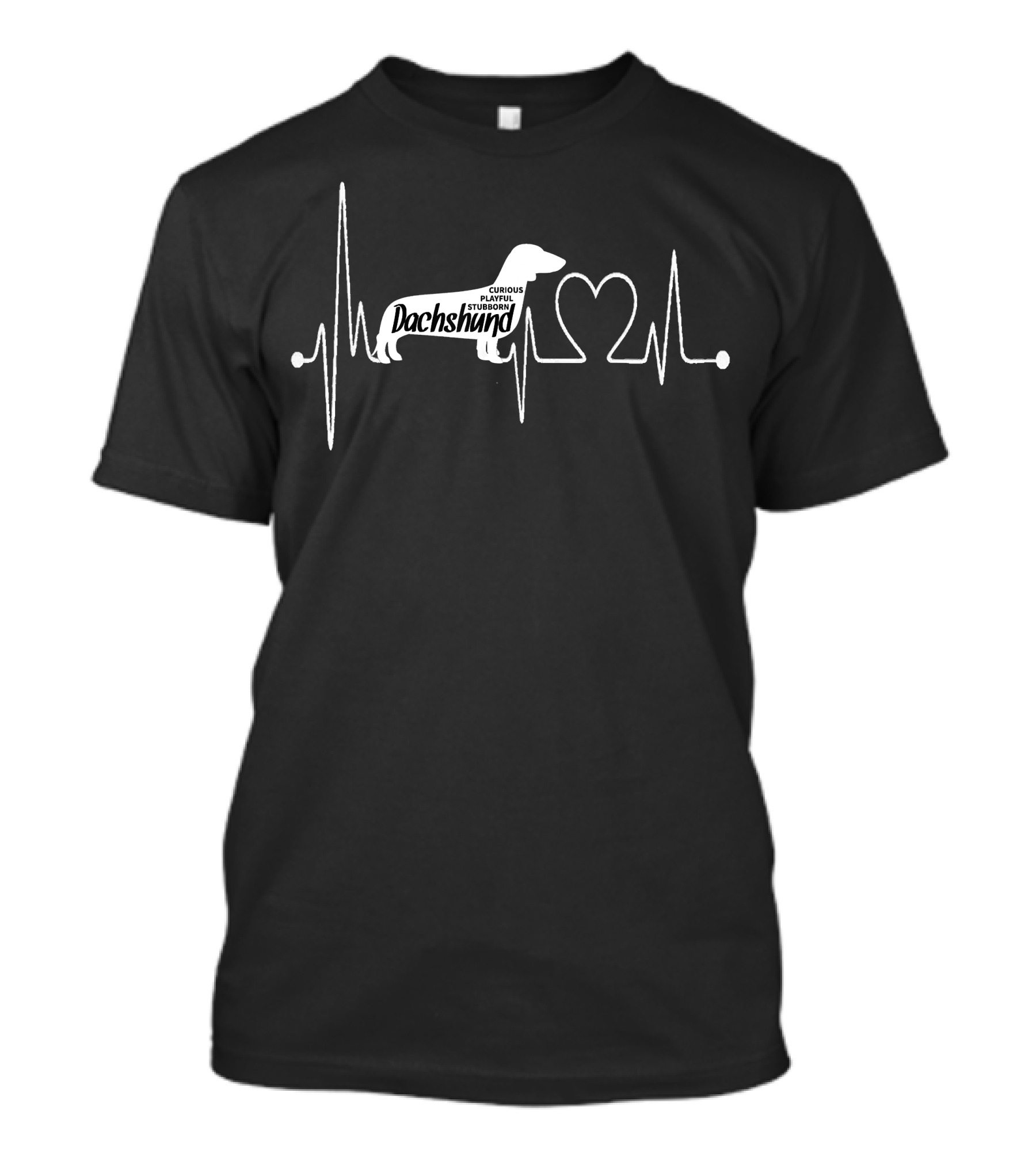 Dachshund Curious Playful Stubborn Heartbeat Line T-Shirt