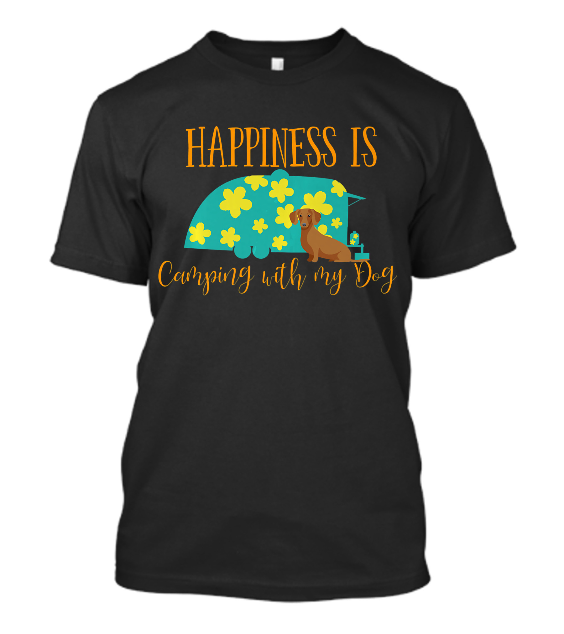 Happiness Is Camping With My Dachshund Dog In RV T-Shirt