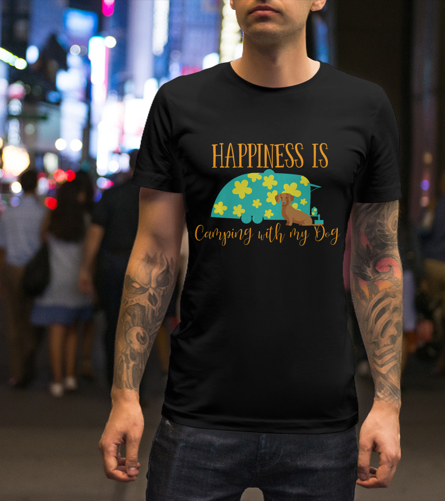 Happiness Is Camping With My Dachshund Dog In RV T-Shirt