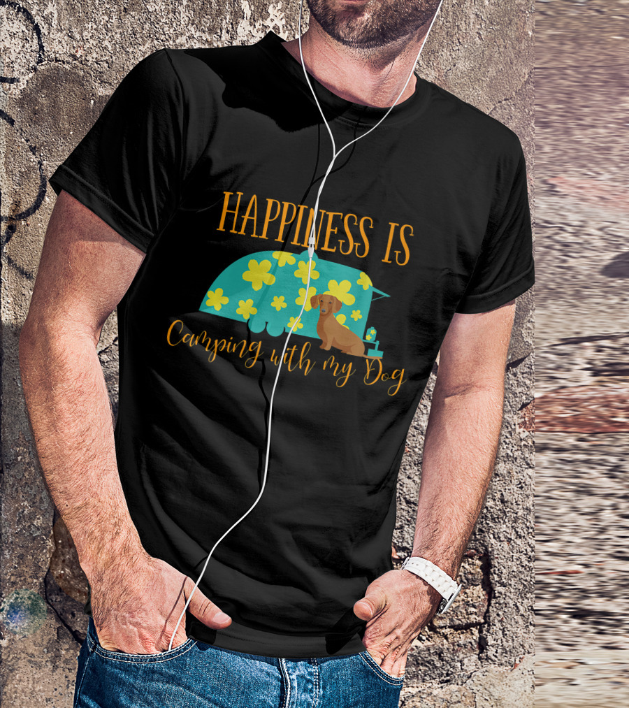 Happiness Is Camping With My Dachshund Dog In RV T-Shirt