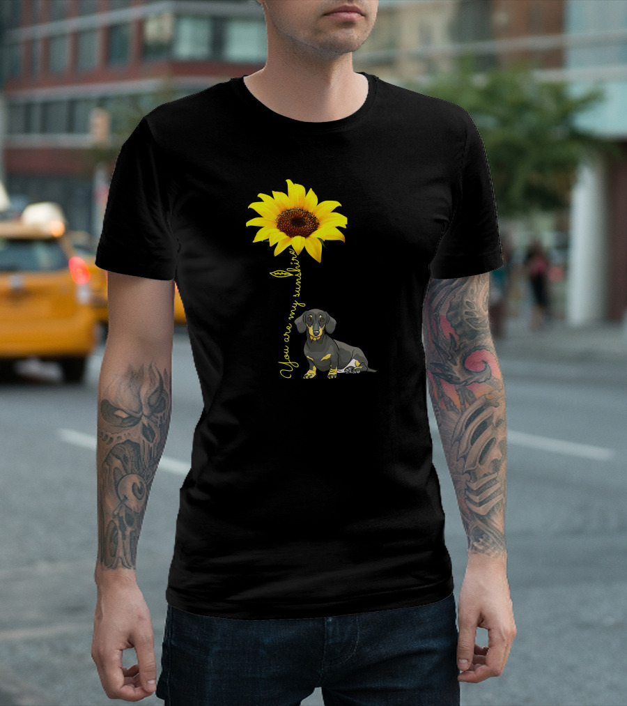 Dachshund Dachshund Doxie Weiner Weeni You Are My Sunshine Sunflower T-Shirt