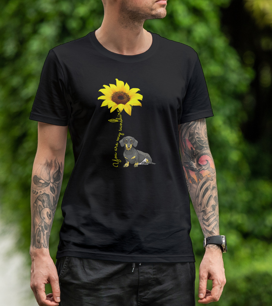 Dachshund Dachshund Doxie Weiner Weeni You Are My Sunshine Sunflower T-Shirt