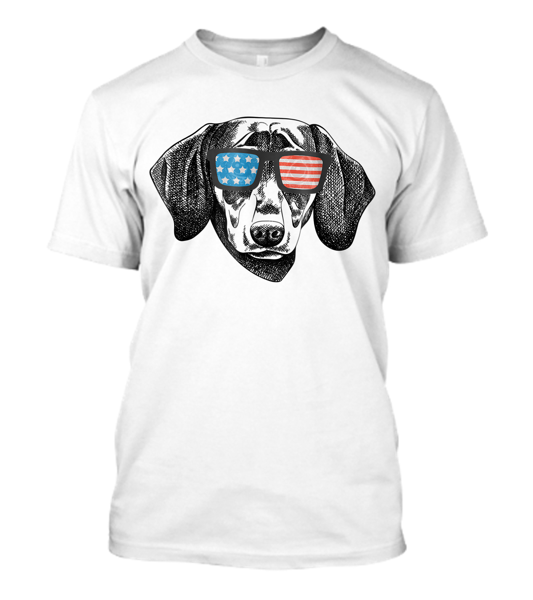 Dachshund American Flag Sunglasses Stars Stripes T-Shirt