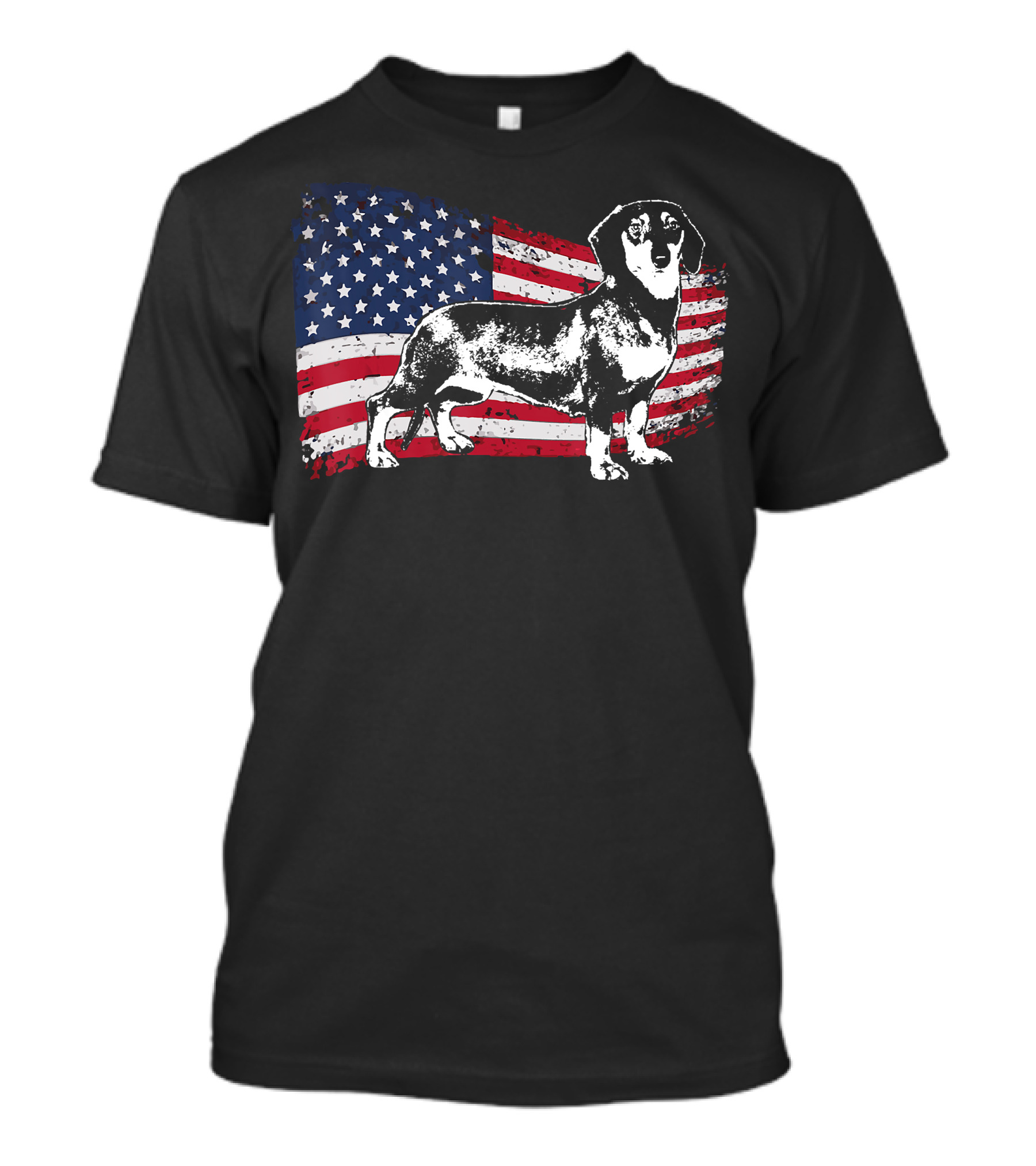 Dachshund Fun Dog American Flag Background T-Shirt