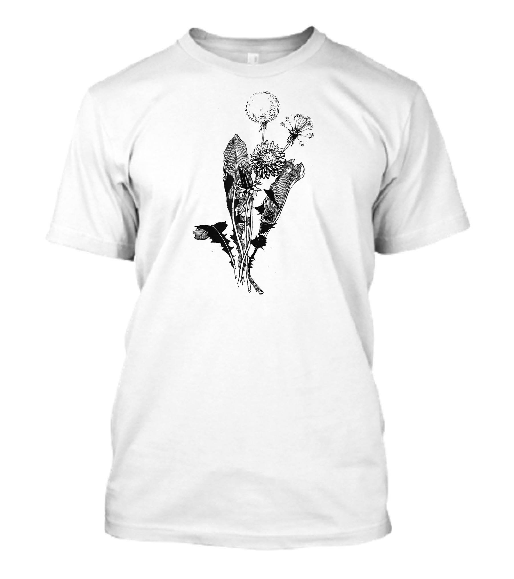 Dandelion Botanical Drawing Gardener Dande Black And White Sketch T-Shirt