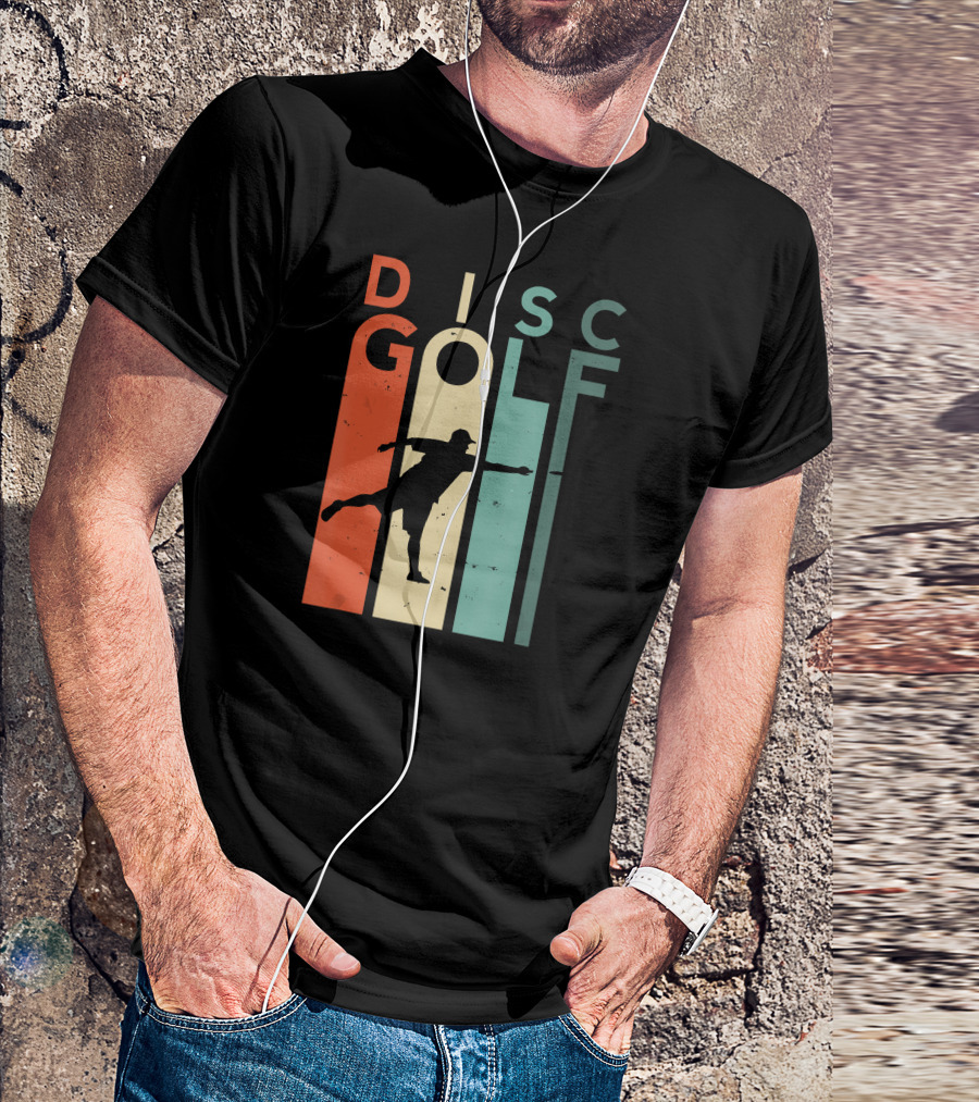 Disc Golf Frisbee Retro Player Silhouette Vintage Style Men T-Shirt