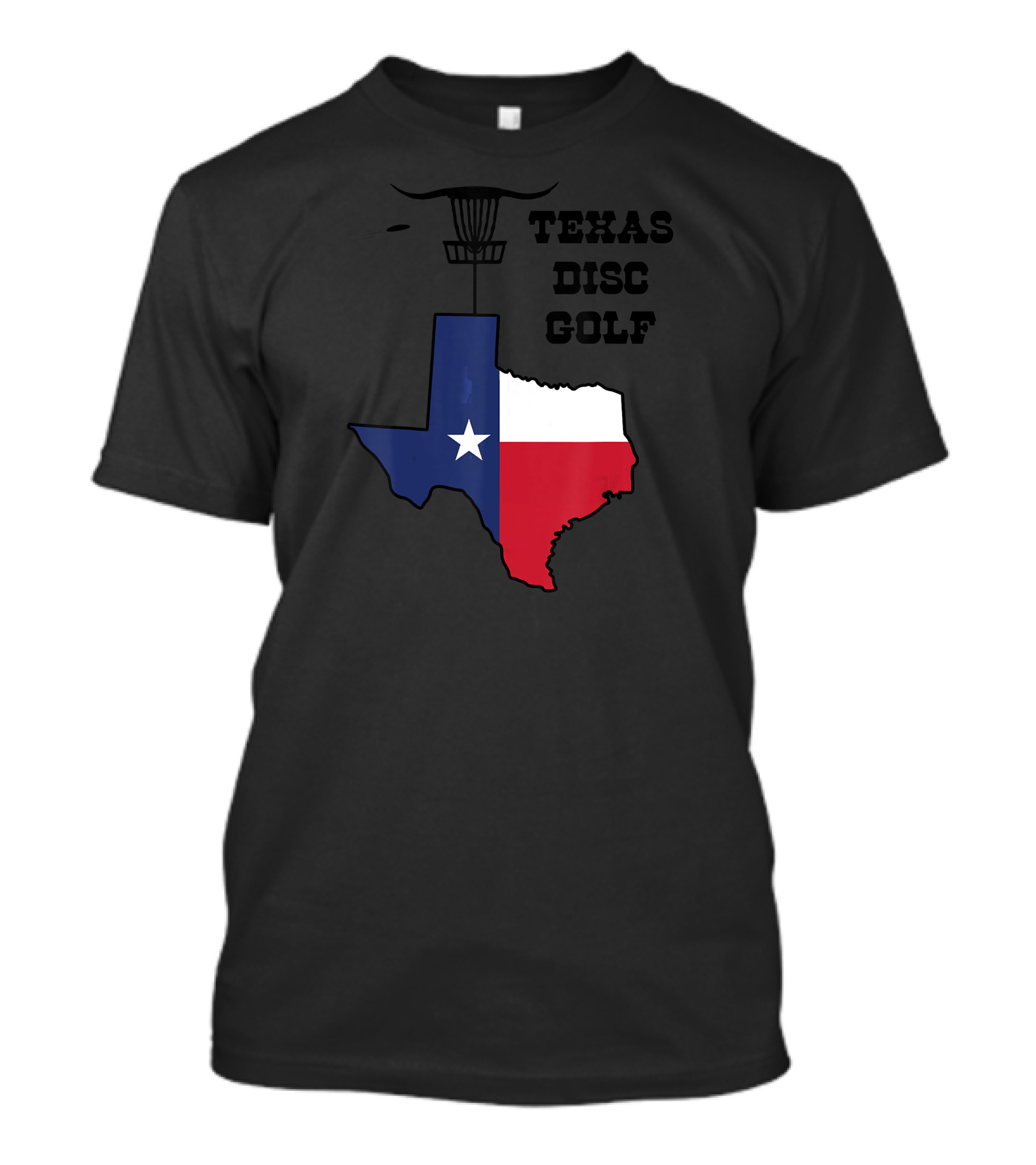 Texas Disc Golf With State Flag And Longhorn Basket T-Shirt