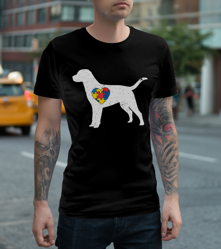 Labrador Heart Puzzle Autism Awareness T-Shirt