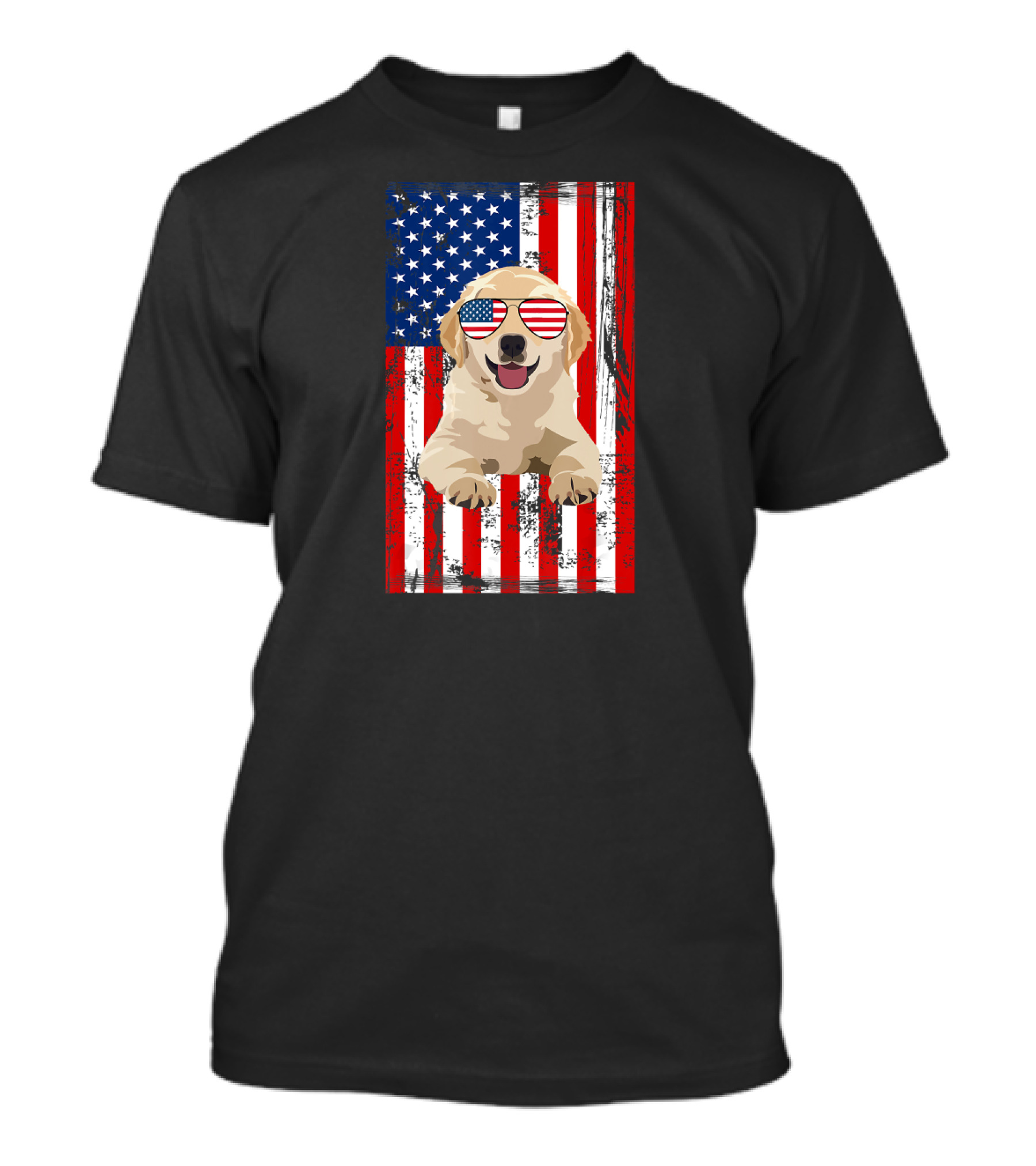Labrador Dog Lovers American Flag Sunglasses 4th Of July USA T-Shirt