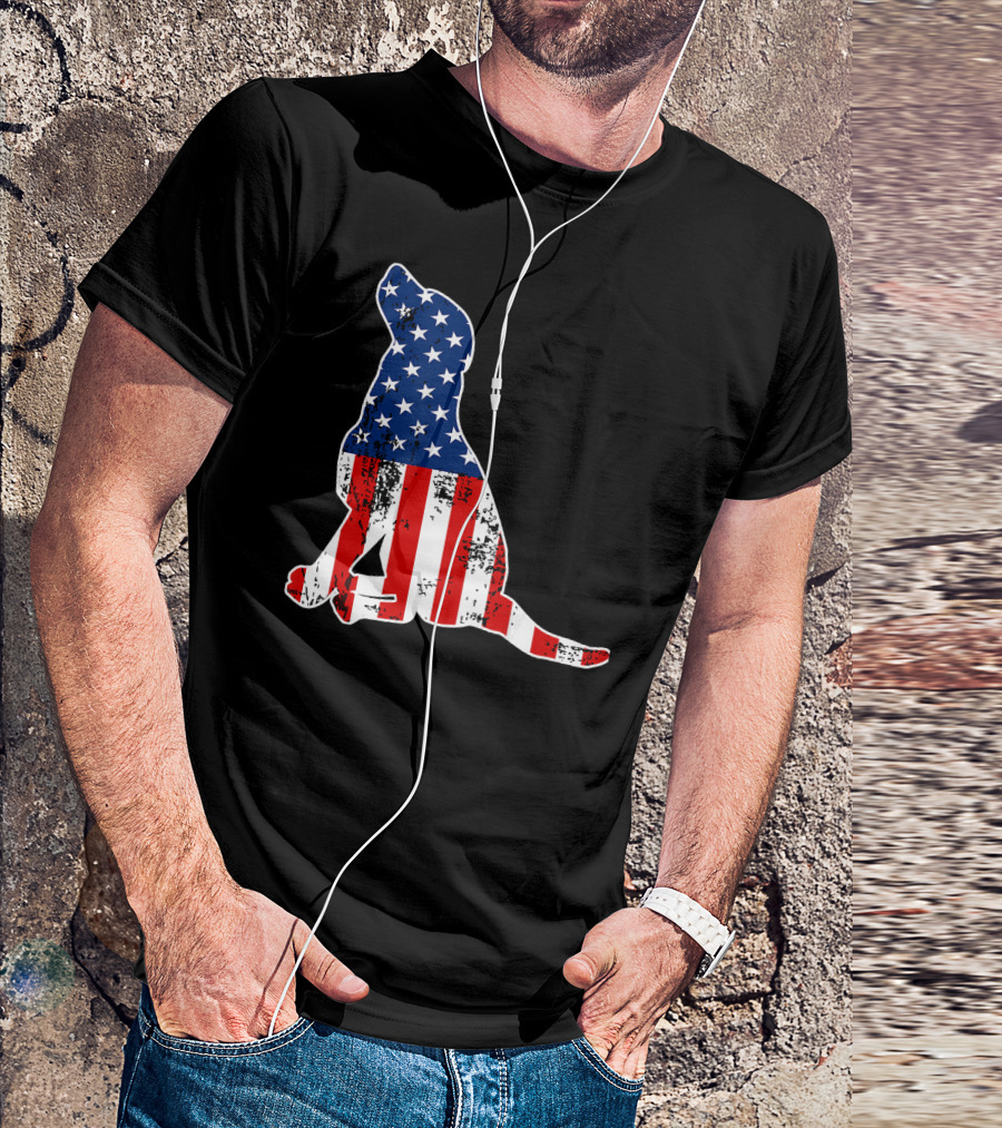 Labrador Dog American Flag Independence T-Shirt