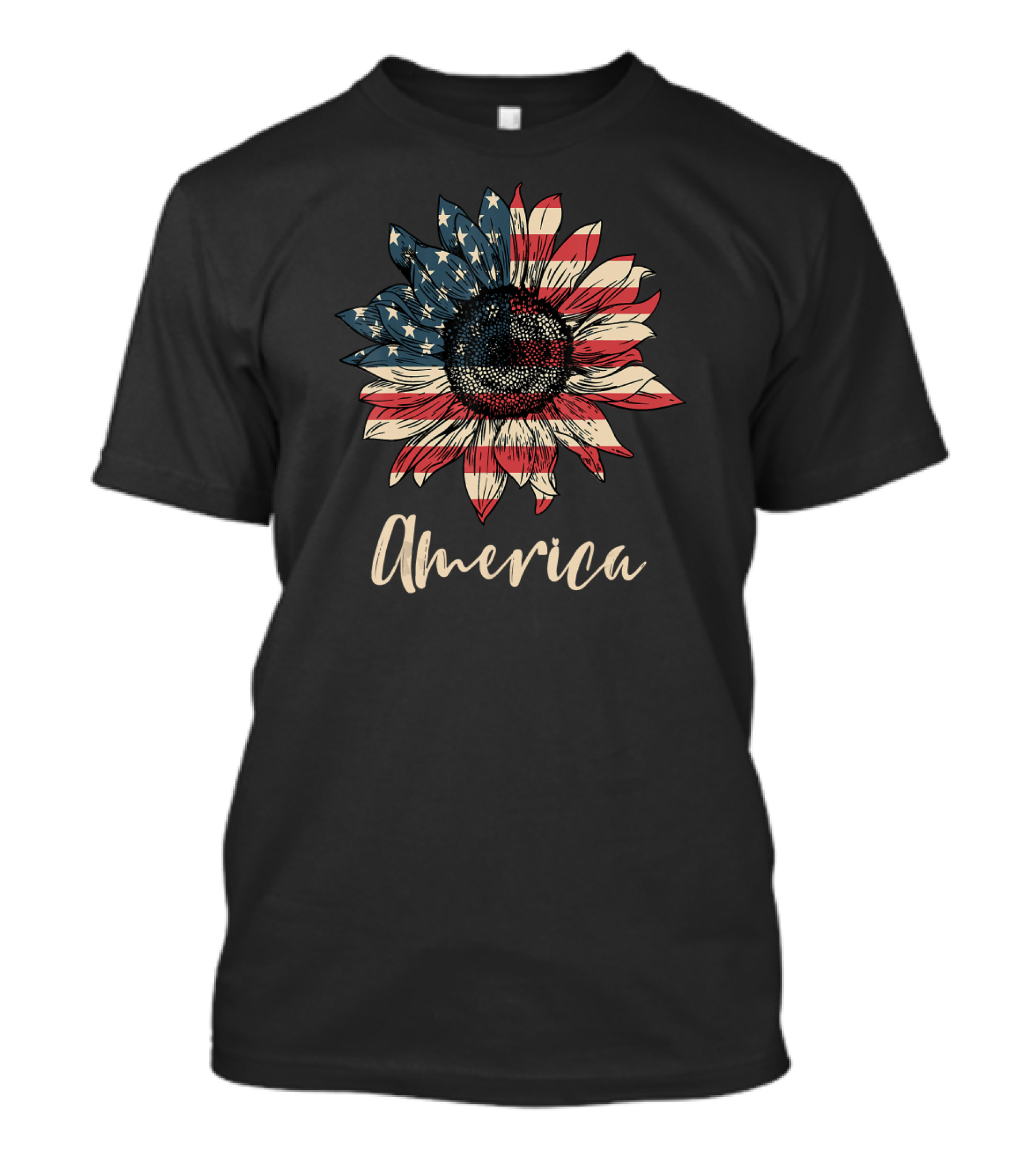 America Sunflower Flag 4th July T-Shirt