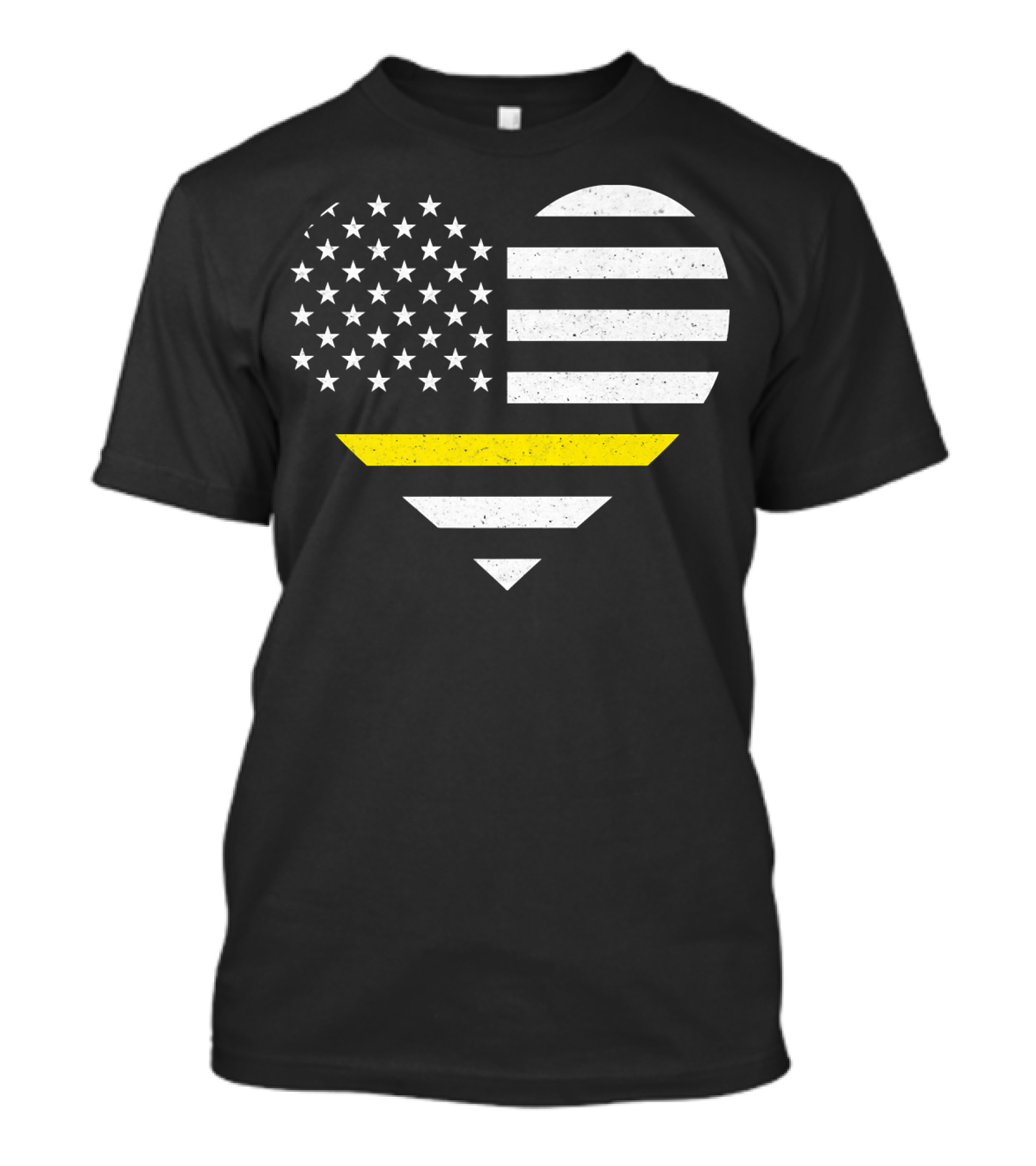 American Flag Thin Gold Line Heart 911 Dispatcher T-Shirt