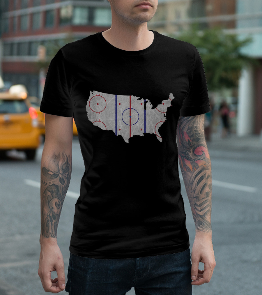 USA Map Hockey Rink American Pride T-Shirt