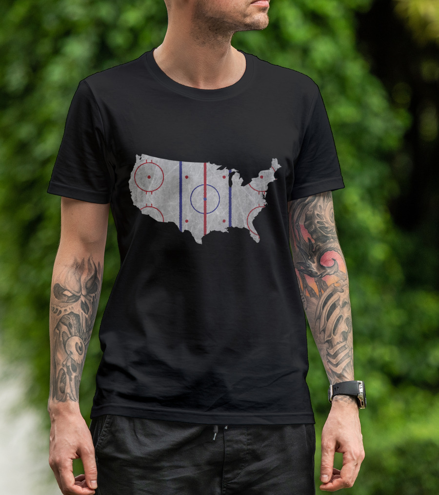 USA Map Hockey Rink American Pride T-Shirt