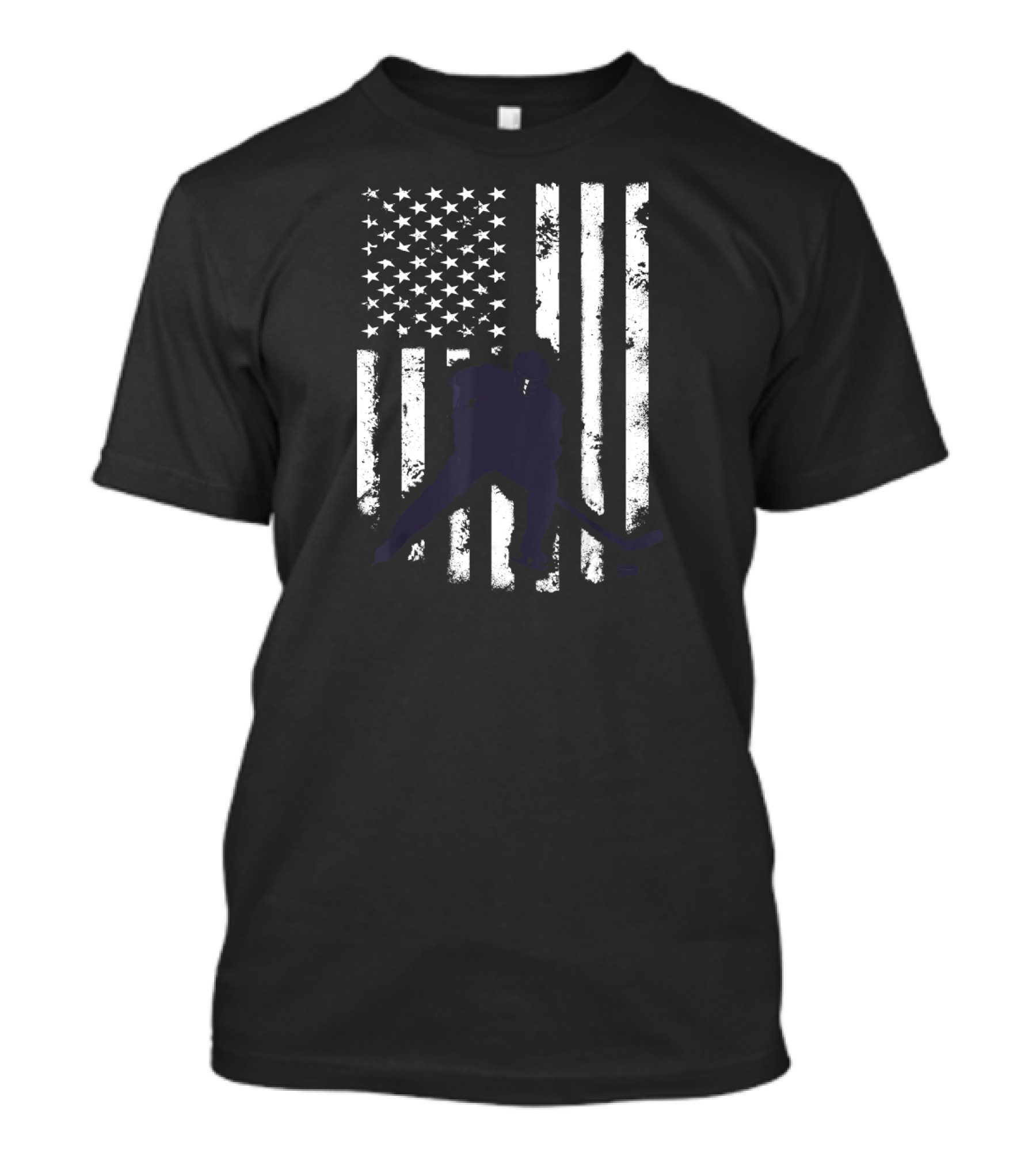 American USA Flag Hockey Silhouette Cool Distr T-Shirt