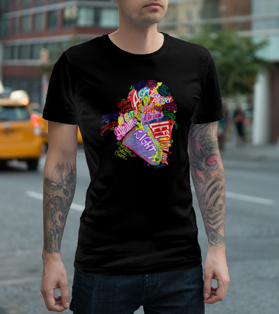 Aortic Artery Atrium Ventricles Pulmonary Graffiti Neon Word T-Shirt
