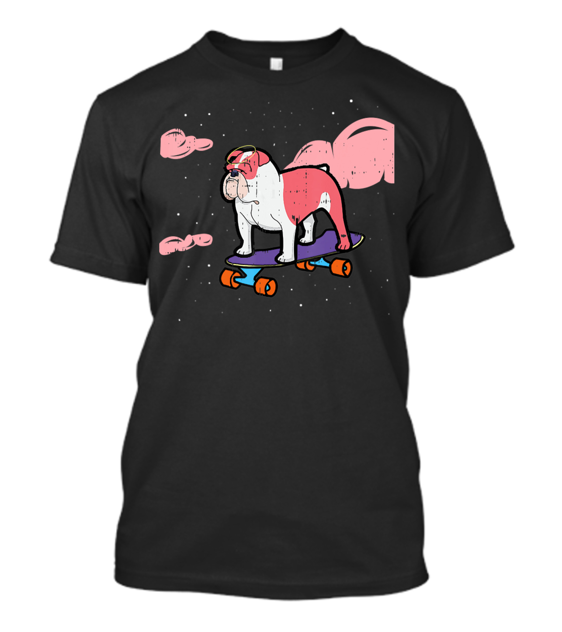Angel Halo Dog On Skateboard With Clouds Cute Pet T-Shirt