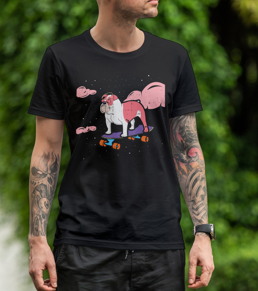 Angel Halo Dog On Skateboard With Clouds Cute Pet T-Shirt