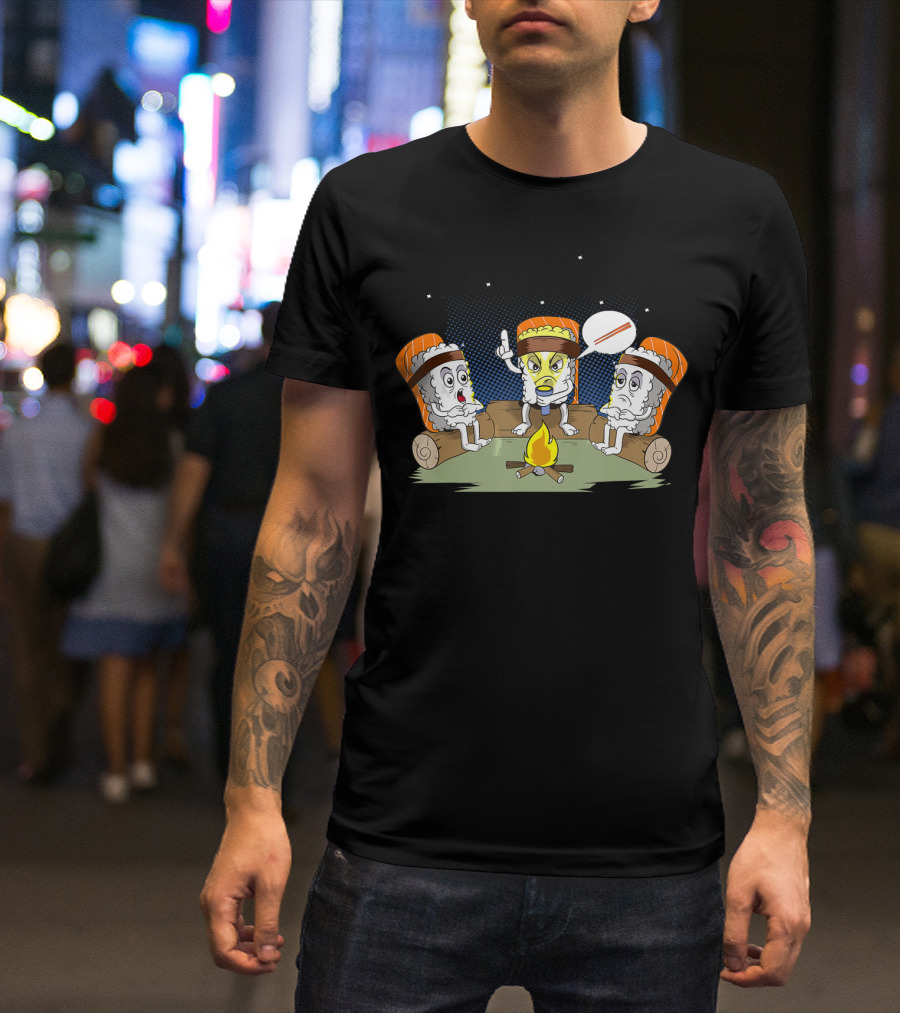 Sushi Campfire Storytelling Japan Food Night T-Shirt