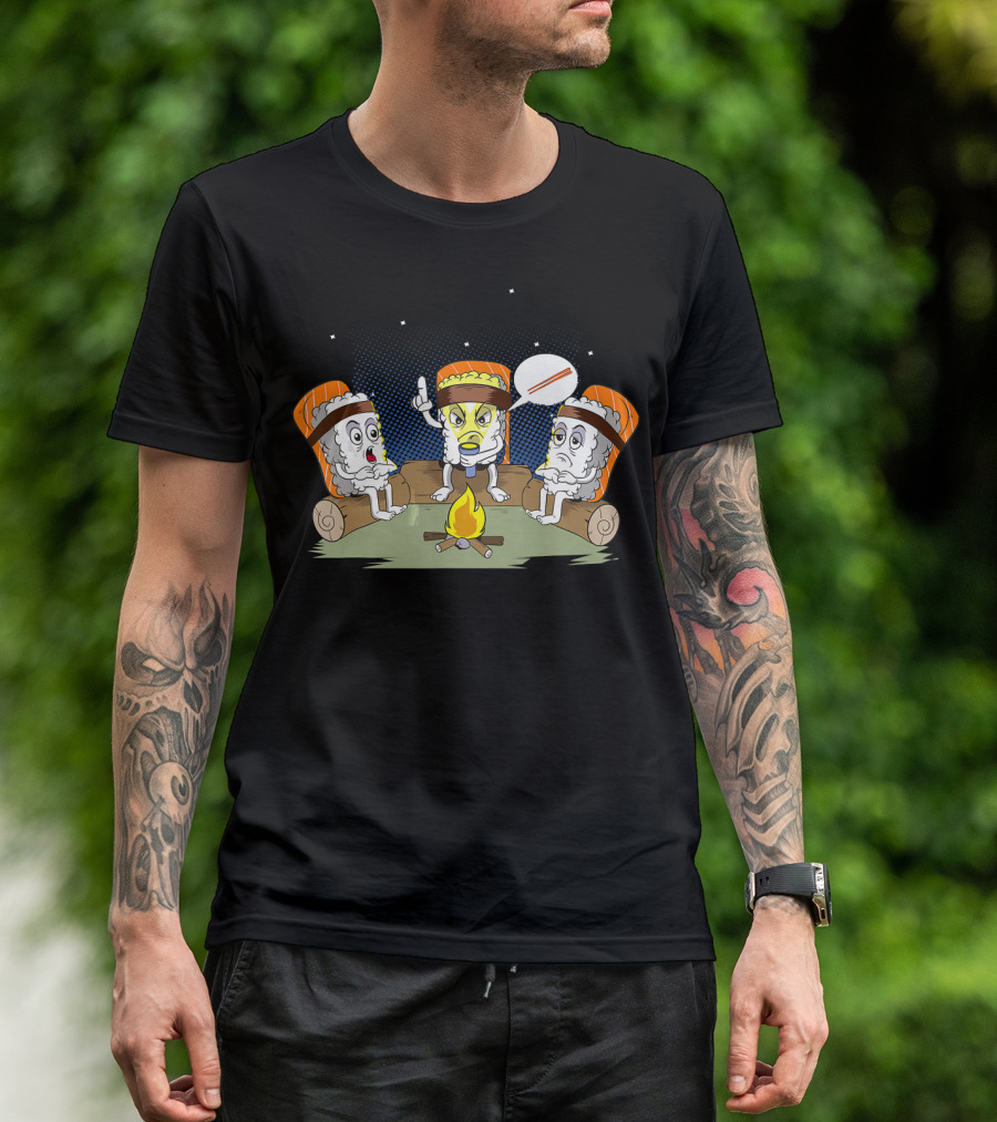 Sushi Campfire Storytelling Japan Food Night T-Shirt