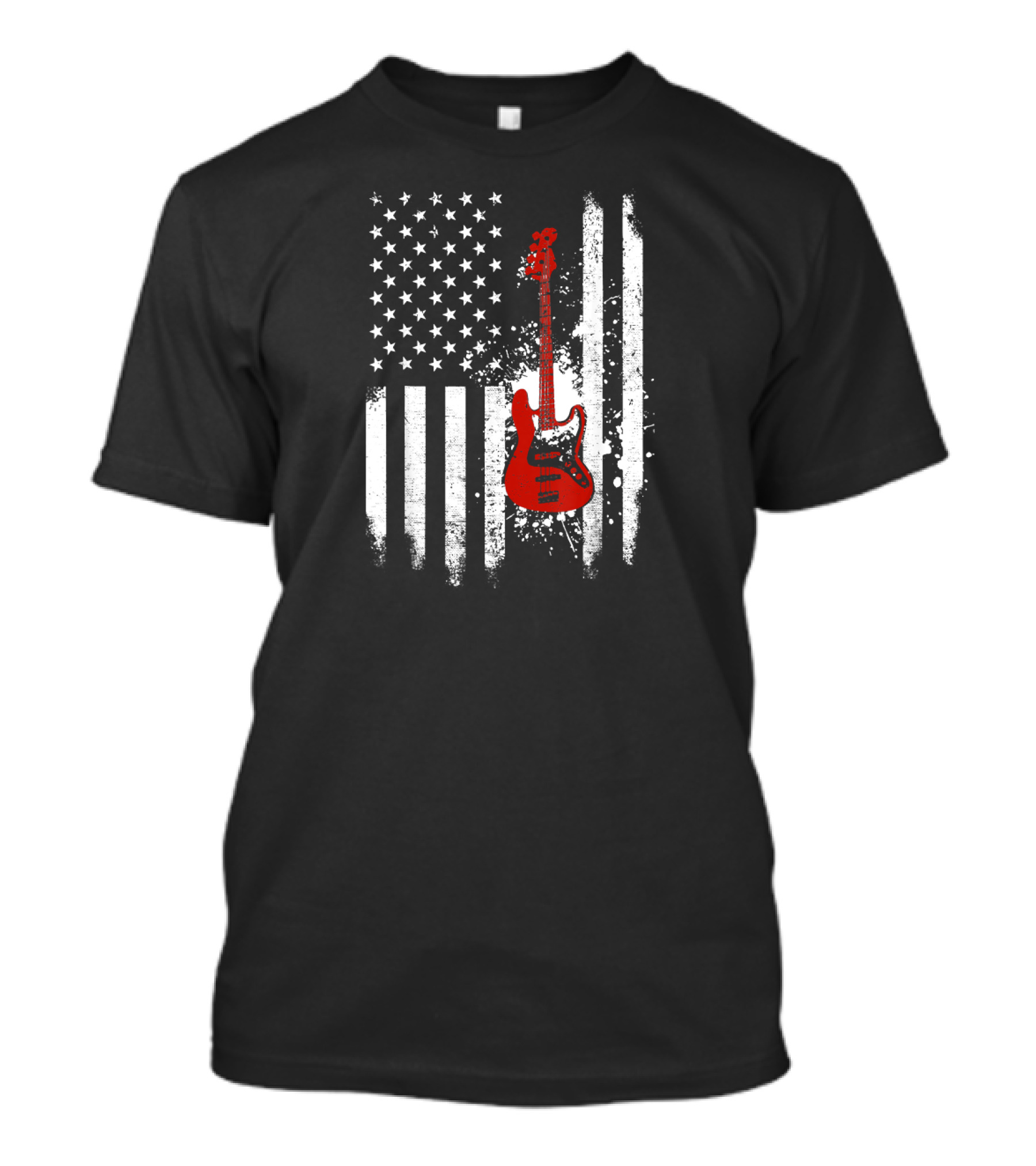 Bass Guitar American Flag T-Shirt