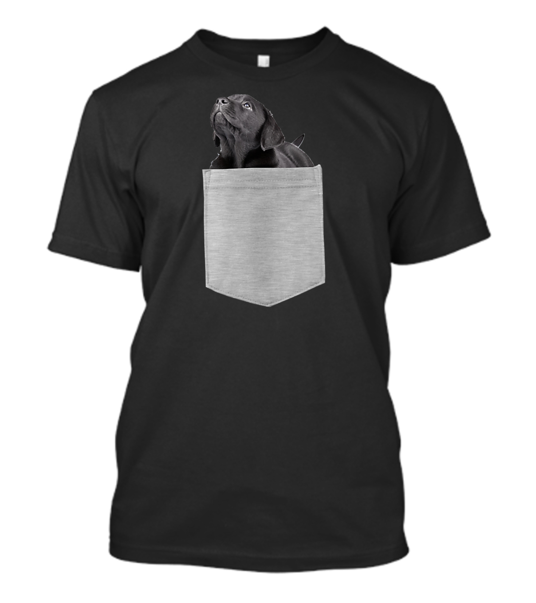 Black Lab Puppy Peek Out Pocket T-Shirt