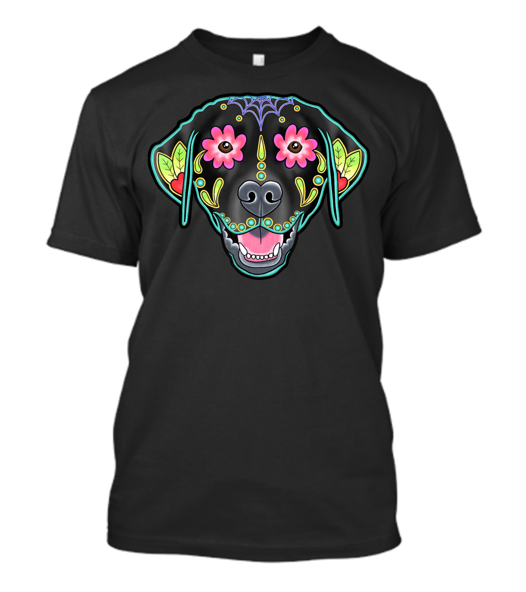 Black Labrador Retriever Sugar Skull Day Of The Dead T-Shirt