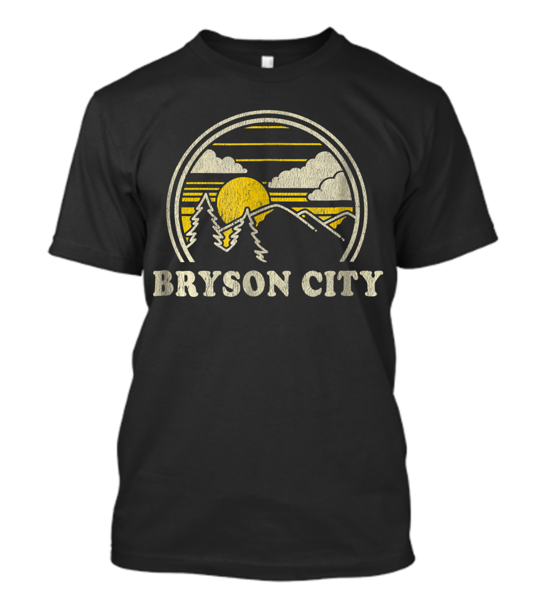 Bryson City North Carolina NC Vintage Sunset Mountains And Pines T-Shirt