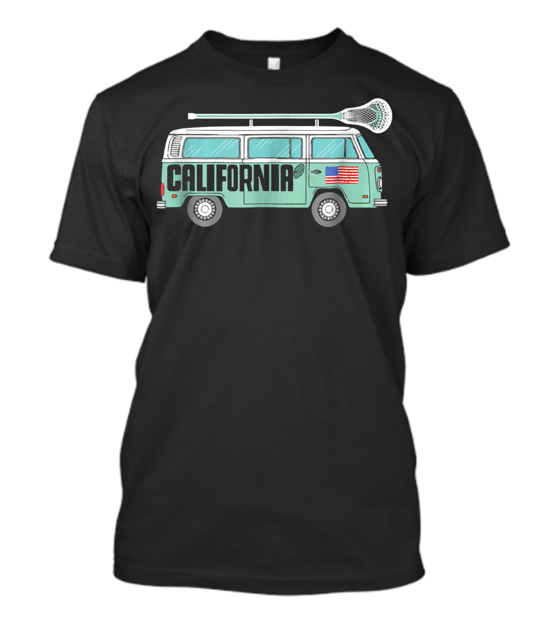 California Lacrosse Van Retro Hippie State USA Flag T-Shirt