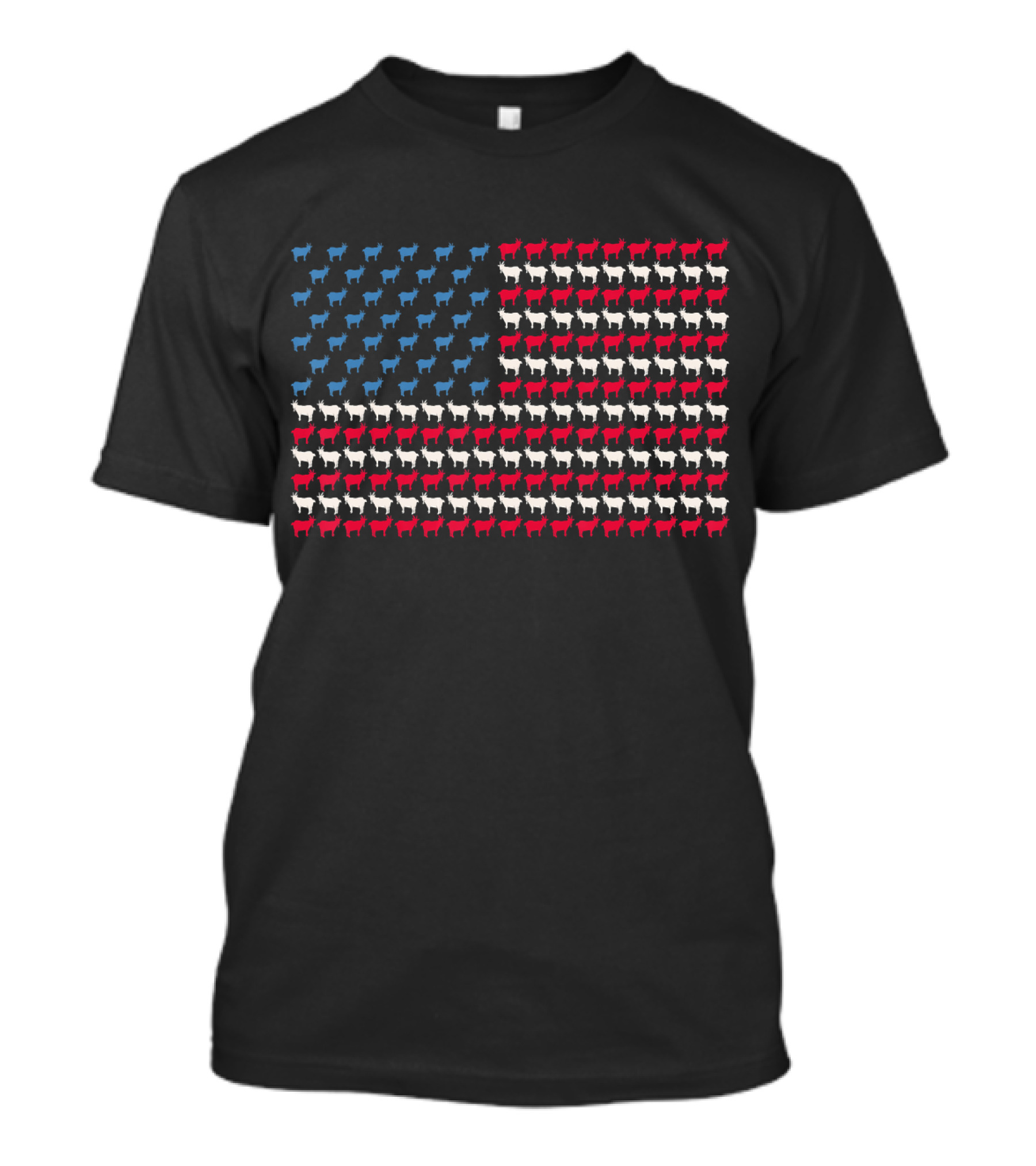 Chamois Patterned American Flag Goat Antelope US T-Shirt