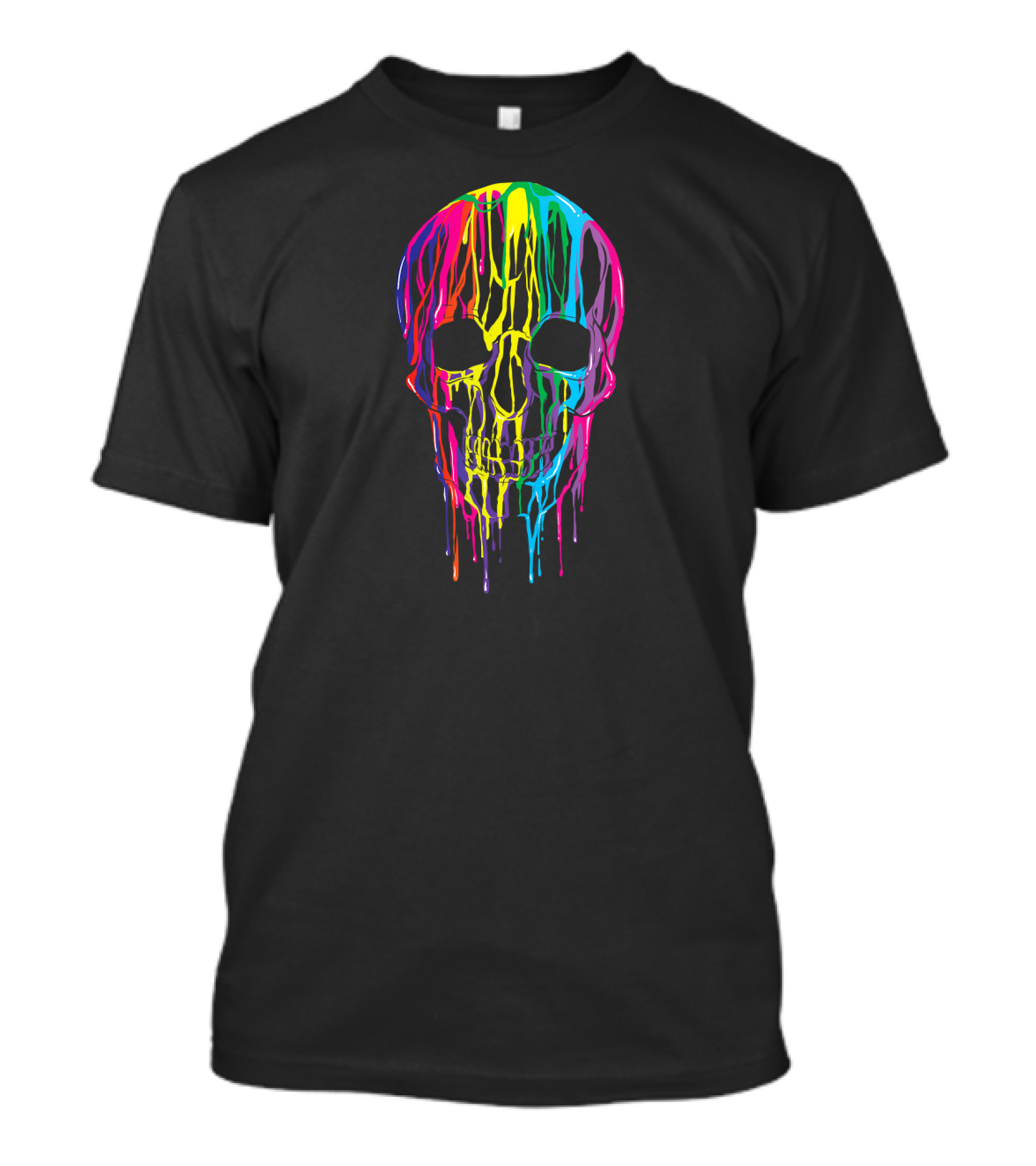 Colorful Melting Skull Rainbow Dripping T-Shirt