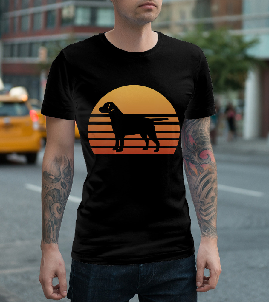 Cool Retro Labrador Retrievers Sunset Stripes T-Shirt