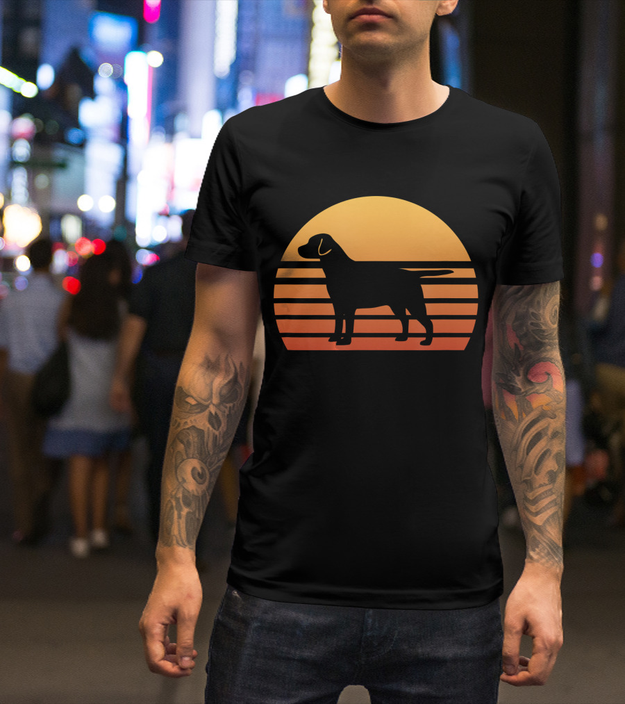 Cool Retro Labrador Retrievers Sunset Stripes T-Shirt