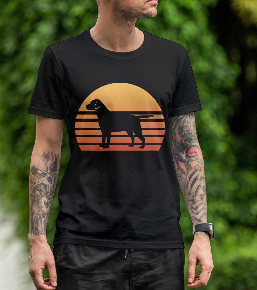 Cool Retro Labrador Retrievers Sunset Stripes T-Shirt