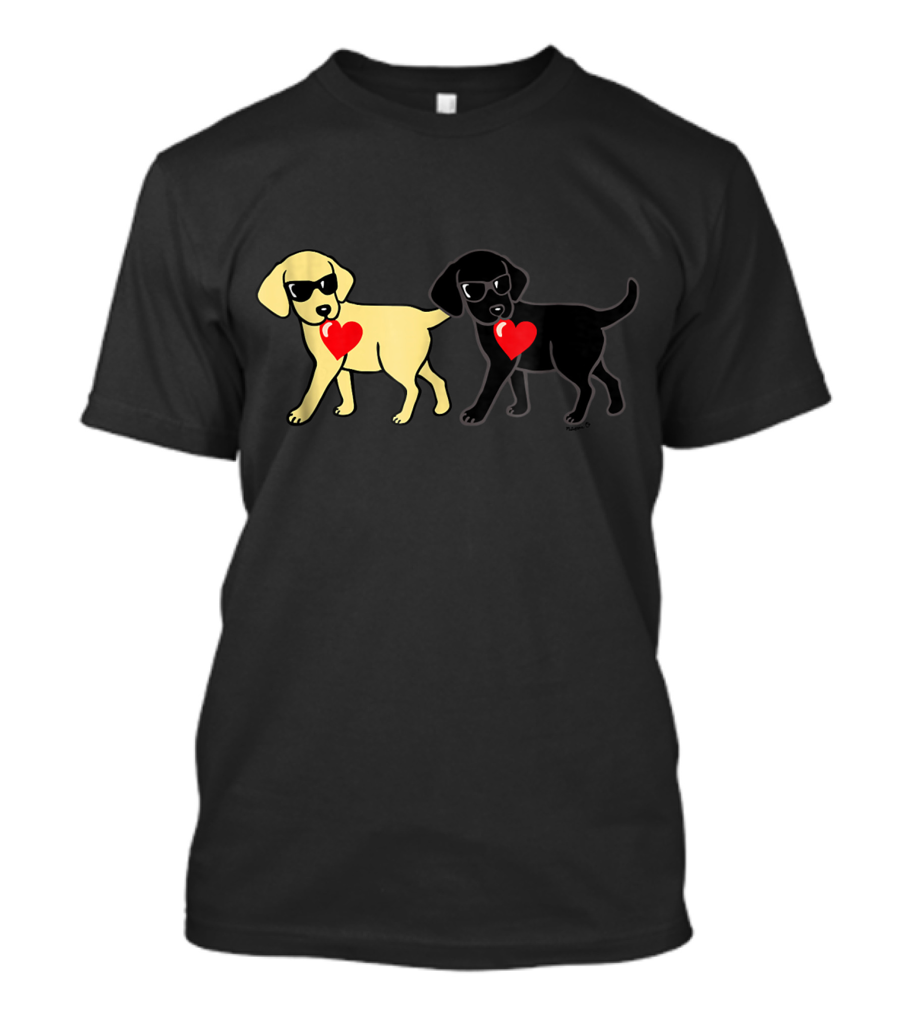Cool Yellow And Black Labradors With Heart Valentine T-Shirt