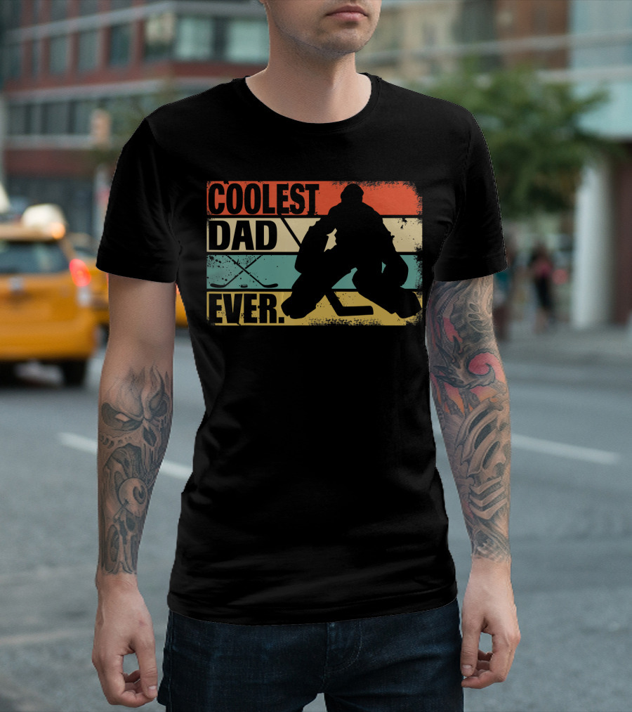 Coolest Dad Ever Hockey Goalie Vintage T-Shirt